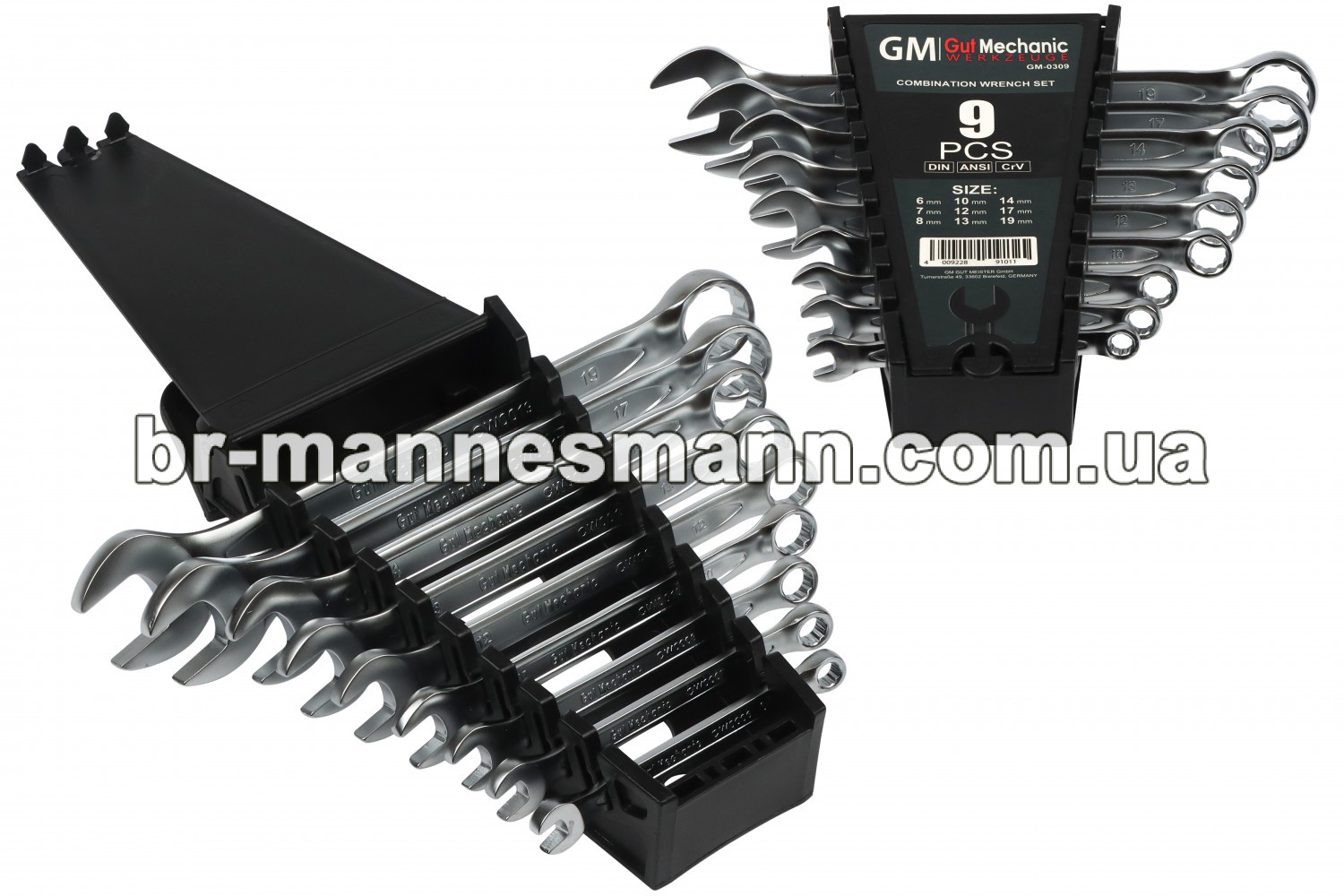 НАБІР КЛЮЧІВ РОЖКОВО-НАКИДНИХ GUT MECHANIC 9 ШТ 6-19MM GM0309